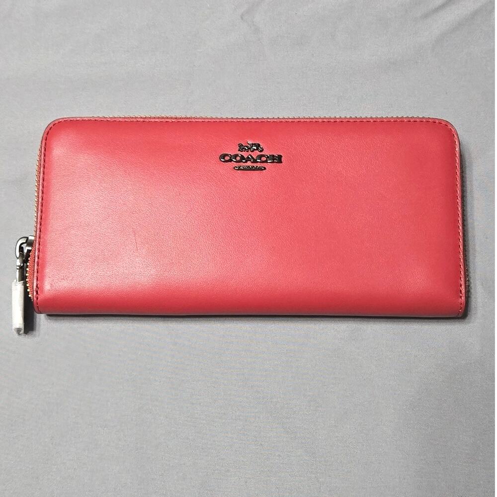 Coach Coral Pink Smooth Leather Continental Long Wallet
